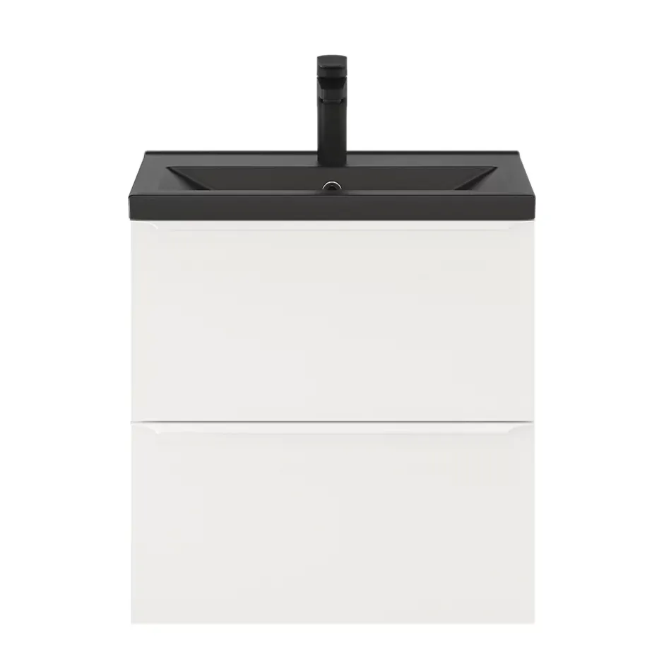 GoodHome Meuble sous vasque suspendu faible profondeur blanc mat l.60 x H.60 x P.36 cm, Imandra