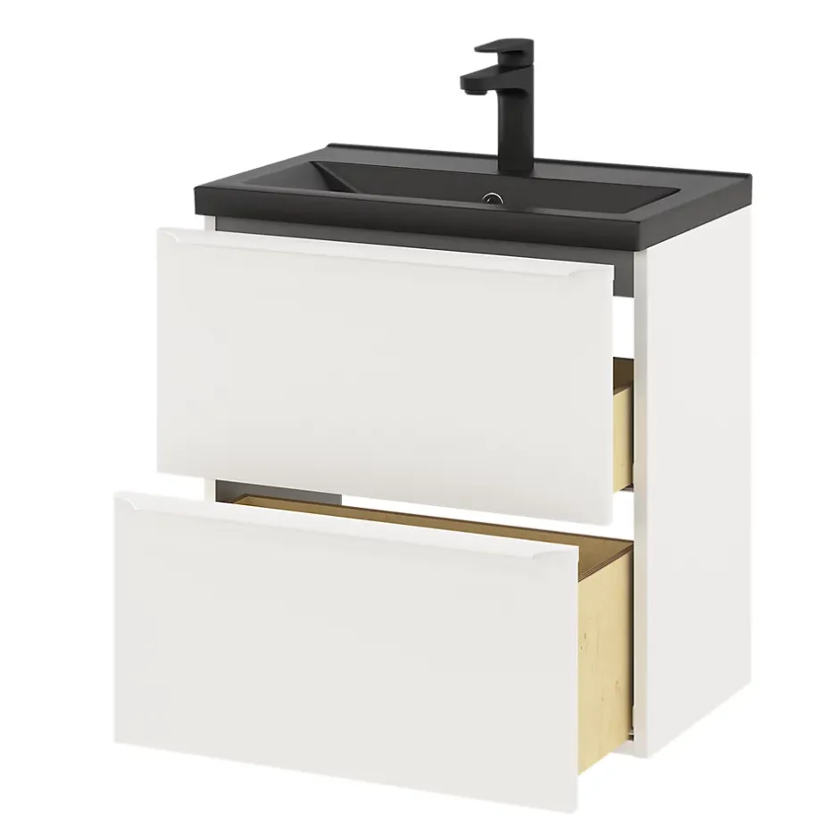 GoodHome Meuble sous vasque suspendu faible profondeur blanc mat l.60 x H.60 x P.36 cm, Imandra
