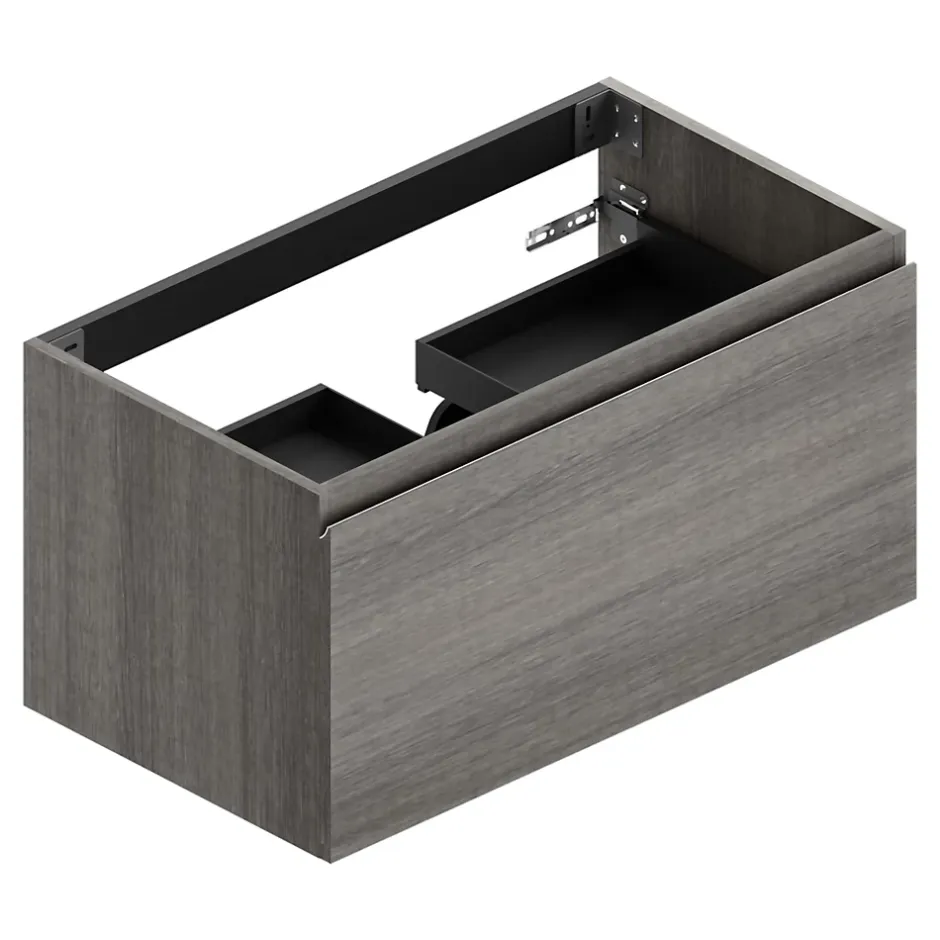 Ipiemme SRL Meuble sous vasque suspendu effet chêne Metz l.90 x H.46,5 x P.50,5 cm pour évacuation centrale, Pura+