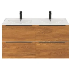 GoodHome Meuble sous vasque suspendu effet noyer l.120 x H.60 x P.45 cm, Imandra