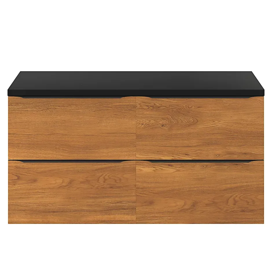GoodHome Meuble sous vasque suspendu effet noyer l.120 x H.60 x P.45 cm, Imandra