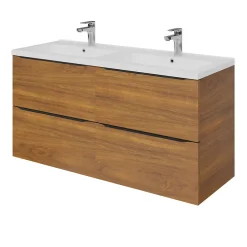 GoodHome Meuble sous vasque suspendu effet noyer l.120 x H.60 x P.45 cm, Imandra