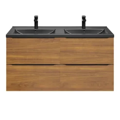 GoodHome Meuble sous vasque suspendu effet noyer l.120 x H.60 x P.45 cm, Imandra