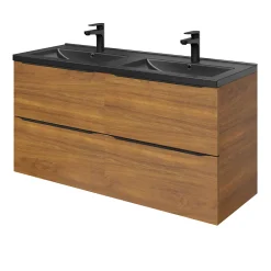 GoodHome Meuble sous vasque suspendu effet noyer l.120 x H.60 x P.45 cm, Imandra