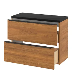 GoodHome Meuble sous vasque suspendu faible profondeur effet noyer l.80 x H.60 x P.36 cm, Imandra* Meuble Buanderie|Meuble De Salle De Bains Faible Profondeur