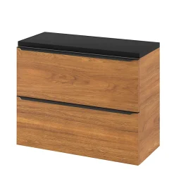 GoodHome Meuble sous vasque suspendu faible profondeur effet noyer l.80 x H.60 x P.36 cm, Imandra* Meuble Buanderie|Meuble De Salle De Bains Faible Profondeur