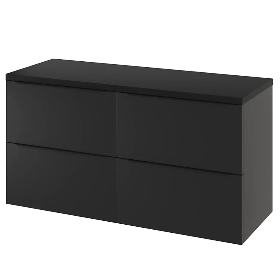 GoodHome Meuble sous vasque suspendu noir mat l.120 x H.60 x P.45 cm, Imandra* Meuble Buanderie|Meuble De Salle De Bains Faible Profondeur