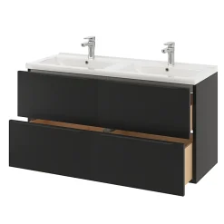 GoodHome Meuble sous vasque suspendu noir mat l.120 x H.60 x P.45 cm, Imandra* Meuble Buanderie|Meuble De Salle De Bains Faible Profondeur