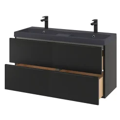 GoodHome Meuble sous vasque suspendu noir mat l.120 x H.60 x P.45 cm, Imandra* Meuble Buanderie|Meuble De Salle De Bains Faible Profondeur