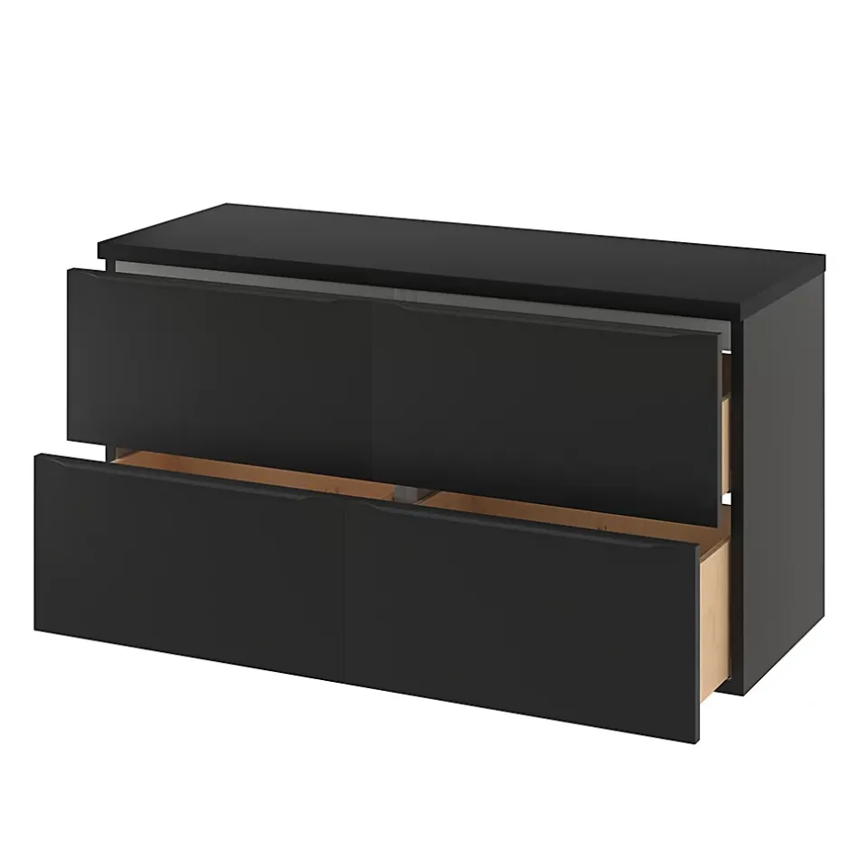GoodHome Meuble sous vasque suspendu noir mat l.120 x H.60 x P.45 cm, Imandra* Meuble Buanderie|Meuble De Salle De Bains Faible Profondeur