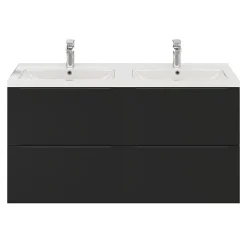 GoodHome Meuble sous vasque suspendu noir mat l.120 x H.60 x P.45 cm, Imandra* Meuble Buanderie|Meuble De Salle De Bains Faible Profondeur