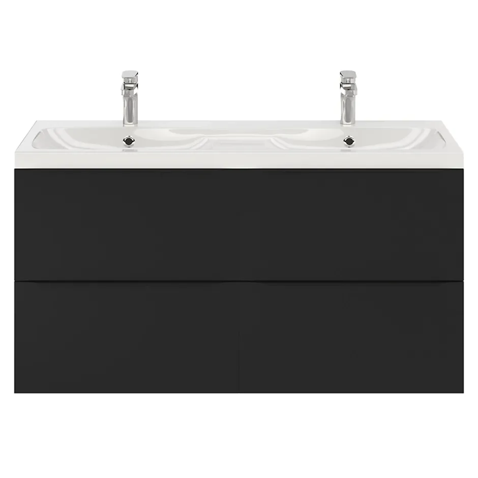 GoodHome Meuble sous vasque suspendu noir mat l.120 x H.60 x P.45 cm, Imandra* Meuble Buanderie|Meuble De Salle De Bains Faible Profondeur