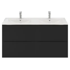 GoodHome Meuble sous vasque suspendu noir mat l.120 x H.60 x P.45 cm, Imandra* Meuble Buanderie|Meuble De Salle De Bains Faible Profondeur