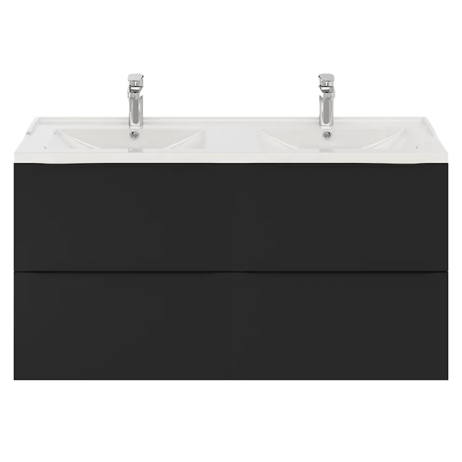 GoodHome Meuble sous vasque suspendu noir mat l.120 x H.60 x P.45 cm, Imandra* Meuble Buanderie|Meuble De Salle De Bains Faible Profondeur