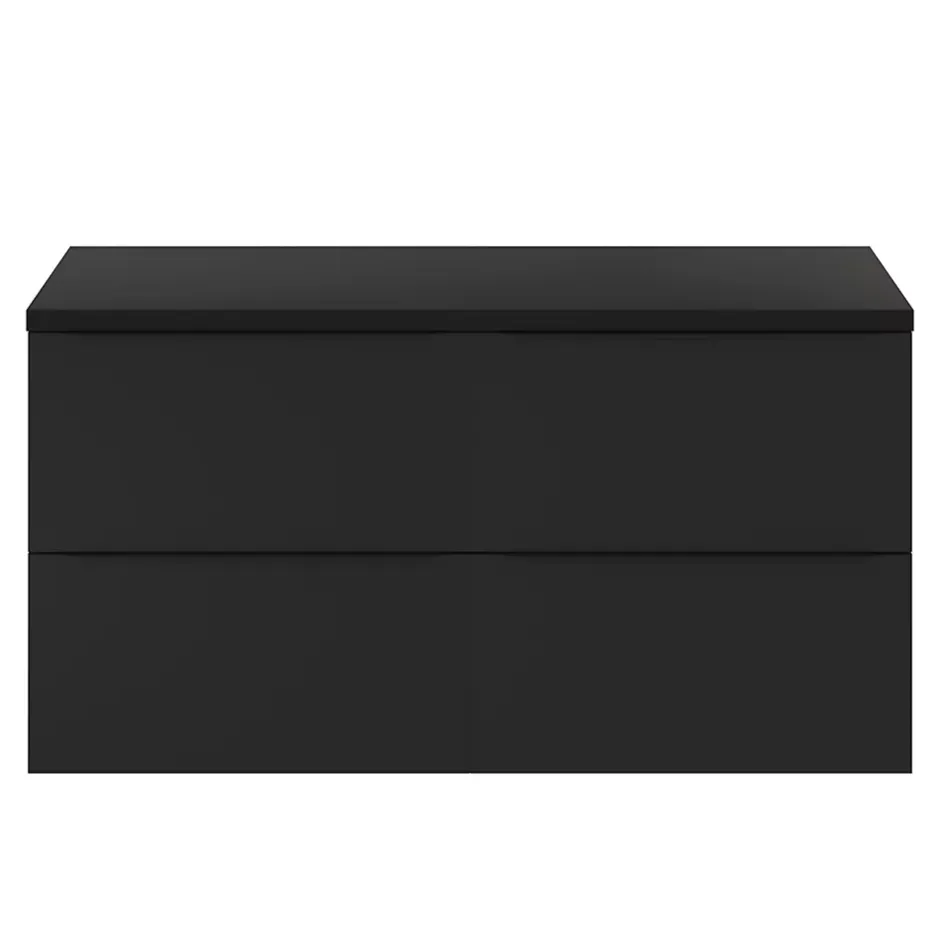 GoodHome Meuble sous vasque suspendu noir mat l.120 x H.60 x P.45 cm, Imandra* Meuble Buanderie|Meuble De Salle De Bains Faible Profondeur