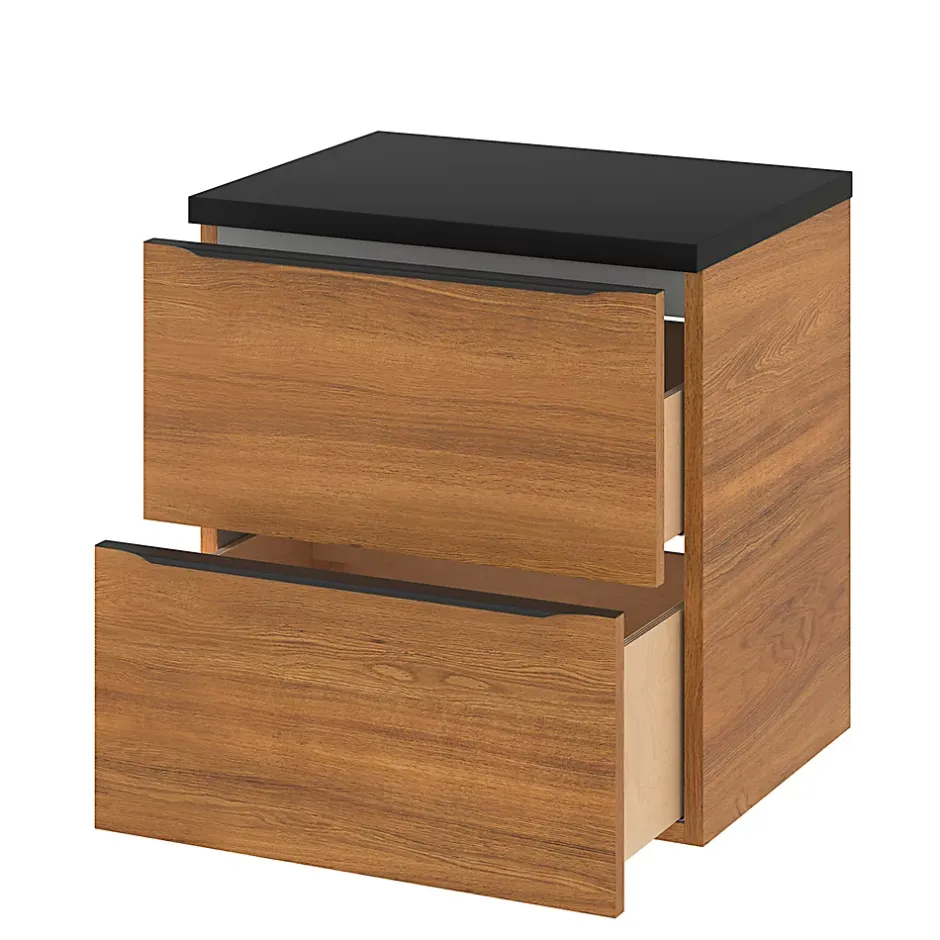 GoodHome Meuble sous vasque suspendu effet noyer l.60 x H.60 x P.45 cm, Imandra* Meuble Buanderie|Meuble De Salle De Bains Faible Profondeur
