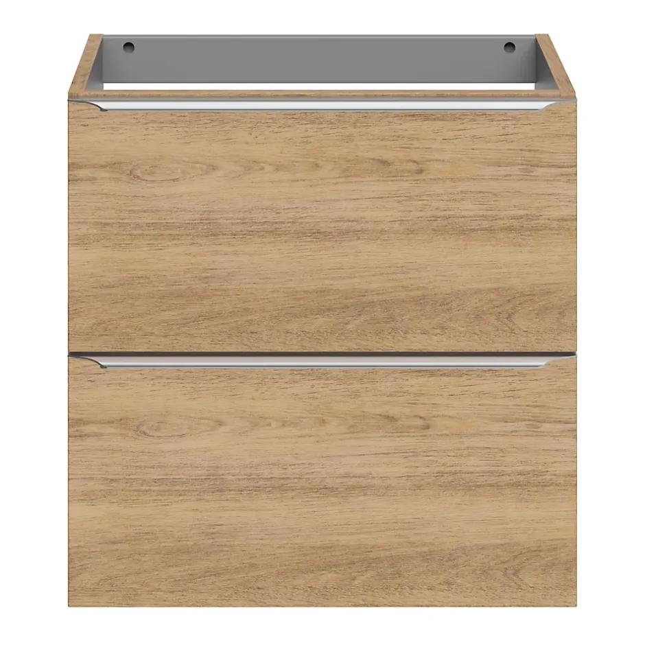 GoodHome Meuble sous vasque suspendu faible profondeur effet chêne l.60 x H.60 x P.36 cm, Imandra* Meuble Buanderie|Meuble De Salle De Bains Faible Profondeur