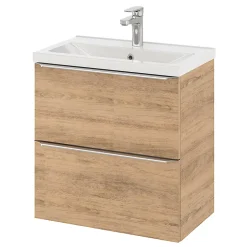 GoodHome Meuble sous vasque suspendu faible profondeur effet chêne l.60 x H.60 x P.36 cm, Imandra* Meuble Buanderie|Meuble De Salle De Bains Faible Profondeur