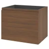 GoodHome Meuble sous vasque suspendu effet noyer 2 tiroirs l.60 x H.48 x P.45 cm Levanna