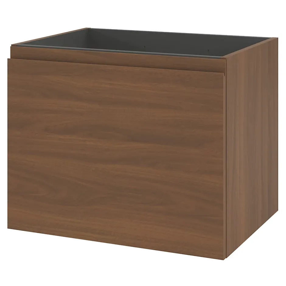 GoodHome Meuble sous vasque suspendu effet noyer 2 tiroirs l.60 x H.48 x P.45 cm Levanna