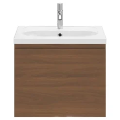 GoodHome Meuble sous vasque suspendu effet noyer 2 tiroirs l.60 x H.48 x P.45 cm Levanna