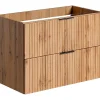 Vente-unique Meuble sous vasque suspendu strié - Naturel clair - L80 cm - ZEVARA