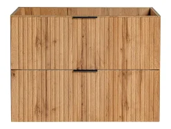 Vente-unique Meuble sous vasque suspendu strié - Naturel clair - L80 cm - ZEVARA