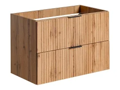 Vente-unique Meuble sous vasque suspendu strié - Naturel clair - L80 cm - ZEVARA