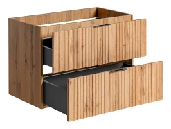 Vente-unique Meuble sous vasque suspendu strié - Naturel clair - L80 cm - ZEVARA