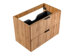 Vente-unique Meuble sous vasque suspendu strié - Naturel clair - L80 cm - ZEVARA