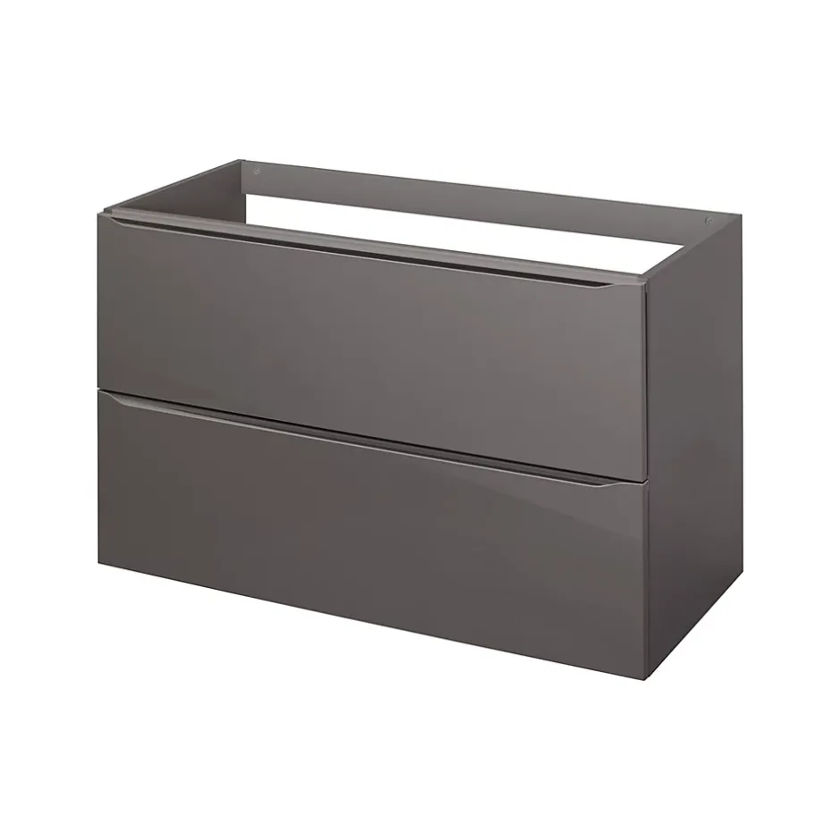 GoodHome Meuble sous vasque suspendu gris taupe brillant l.100 x H.60 x P.45 cm, Imandra* Meuble Buanderie|Meuble Sous-Vasque