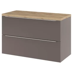 GoodHome Meuble sous vasque suspendu gris taupe brillant l.100 x H.60 x P.45 cm, Imandra* Meuble Buanderie|Meuble Sous-Vasque