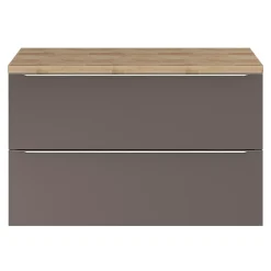 GoodHome Meuble sous vasque suspendu gris taupe brillant l.100 x H.60 x P.45 cm, Imandra* Meuble Buanderie|Meuble Sous-Vasque