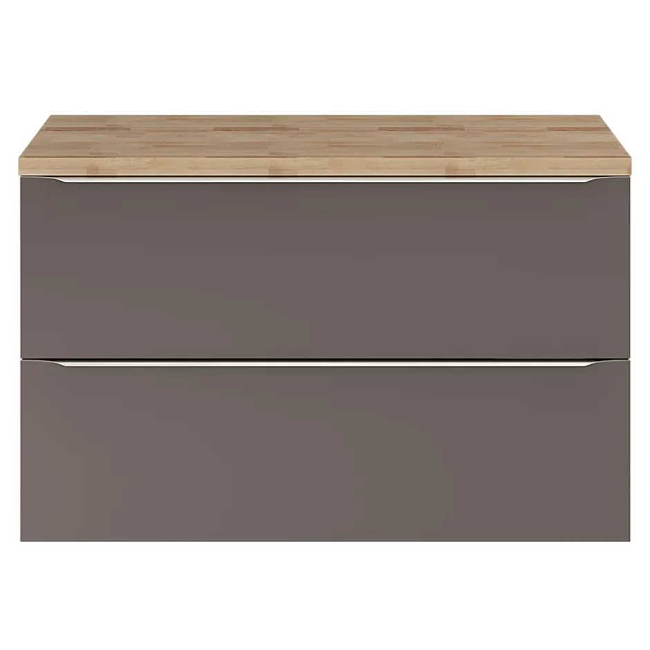 GoodHome Meuble sous vasque suspendu gris taupe brillant l.100 x H.60 x P.45 cm, Imandra* Meuble Buanderie|Meuble Sous-Vasque