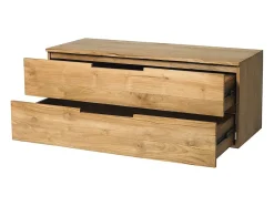 Vente-unique Meuble sous vasque suspendu en teck clair - 2 tiroirs - 115 cm - BIMBING* Meuble Sous-Vasque
