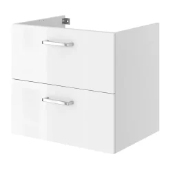 Meuble sous vasque suspendu blanc brillant l.60 x H.55 x P.45 cm, Opah