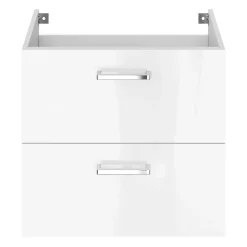 Meuble sous vasque suspendu blanc brillant l.60 x H.55 x P.45 cm, Opah