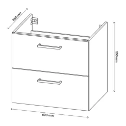 Meuble sous vasque suspendu blanc brillant l.60 x H.55 x P.45 cm, Opah