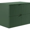 Vente-unique Meuble sous vasque suspendu strié avec planche - Vert mat - 80 cm - ZEVINI* Meuble Sous-Vasque