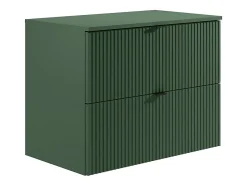 Vente-unique Meuble sous vasque suspendu strié avec planche - Vert mat - 80 cm - ZEVINI* Meuble Sous-Vasque