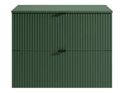 Vente-unique Meuble sous vasque suspendu strié avec planche - Vert mat - 80 cm - ZEVINI* Meuble Sous-Vasque