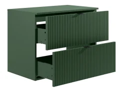 Vente-unique Meuble sous vasque suspendu strié avec planche - Vert mat - 80 cm - ZEVINI* Meuble Sous-Vasque
