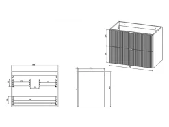 Vente-unique Meuble sous vasque suspendu strié avec planche - Vert mat - 80 cm - ZEVINI* Meuble Sous-Vasque