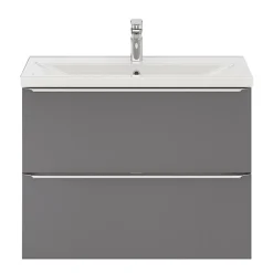 GoodHome Meuble sous vasque suspendu faible profondeur gris brillant l.80 x H.60 x P.36 cm, Imandra