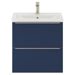 GoodHome Meuble sous vasque suspendu faible profondeur bleu nuit mat l.60 x H.60 x P.36 cm, Imandra