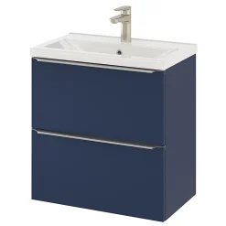 GoodHome Meuble sous vasque suspendu faible profondeur bleu nuit mat l.60 x H.60 x P.36 cm, Imandra
