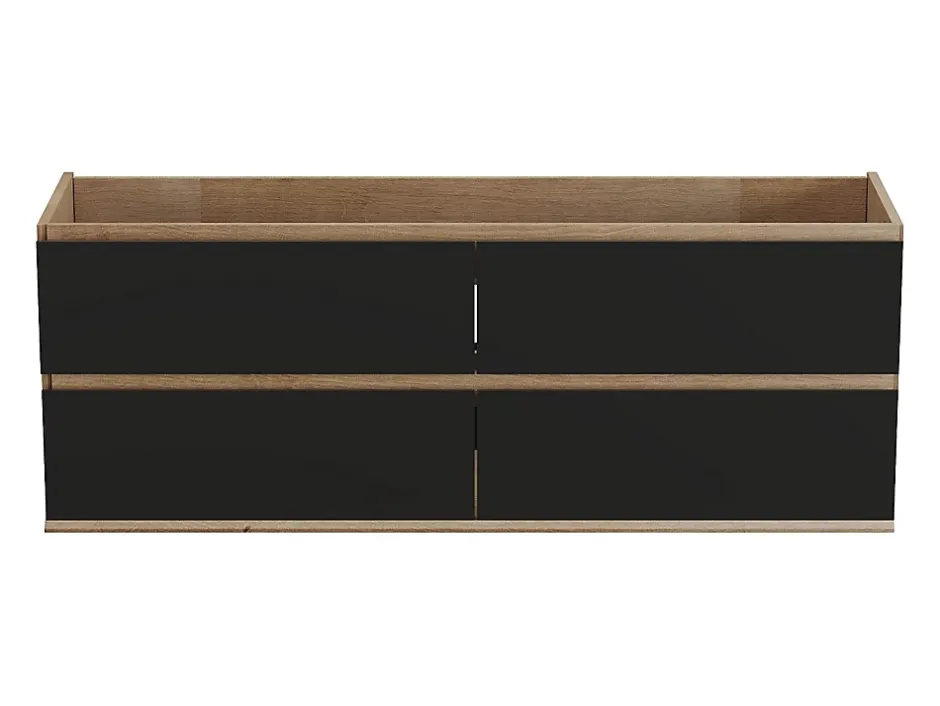 Vente-unique Meuble sous vasque suspendu - Coloris naturel clair et noir - 150 cm - SABURI* Meuble Sous-Vasque