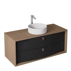 Decotec Meuble sous vasque suspendu noir mat 2 tiroirs l.120 x H.50 x P.50 cm, Havana
