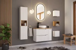 Furnidea Meuble sous vasque suspendu 2 tiroirs NOVA BLANC 80 CM* Meuble Sous-Vasque