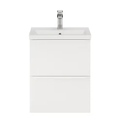 GoodHome Meuble sous vasque suspendu faible profondeur blanc mat l.50 x H.60 x P.36 cm, Imandra* Meuble Buanderie|Meuble Sous-Vasque